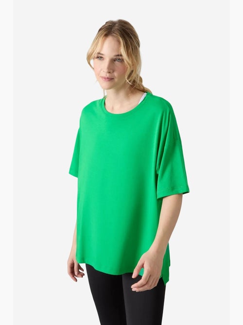 T-shirt oversize en coton et modal à col rond tommy - Kiabi T-shirt oversize en coton et modal à col rond tommy - Kiabi