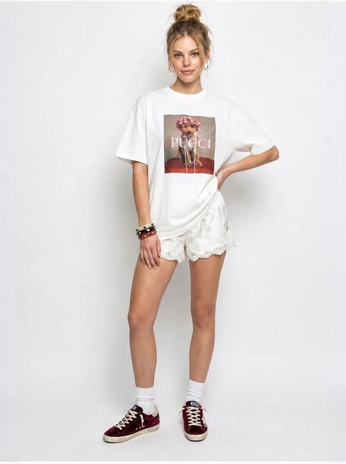 T-shirt oversize en coton imprimé lucci - Kiabi T-shirt oversize en coton imprimé lucci - Kiabi