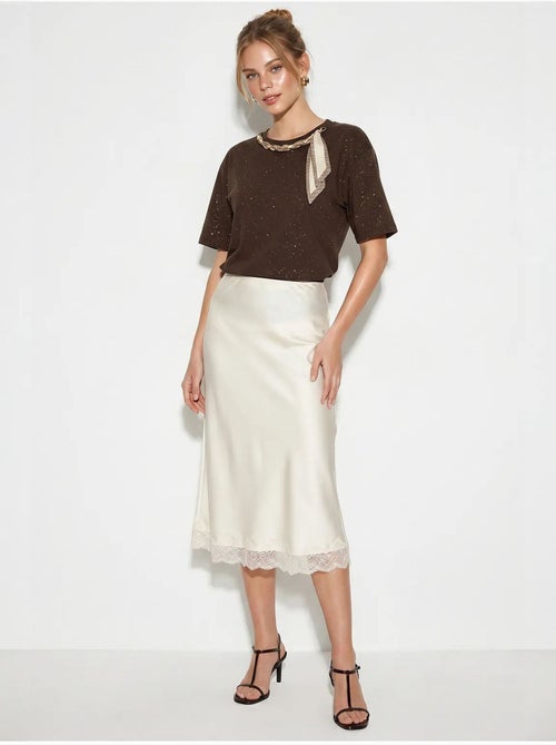 T-shirt oversize en jersey de coton à col rond lucci - Kiabi
