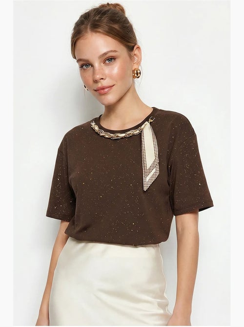 T-shirt oversize en jersey de coton à col rond lucci - Kiabi
