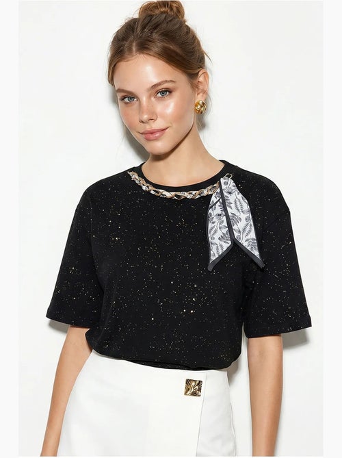 T-shirt oversize en jersey de coton à col rond lucci - Kiabi