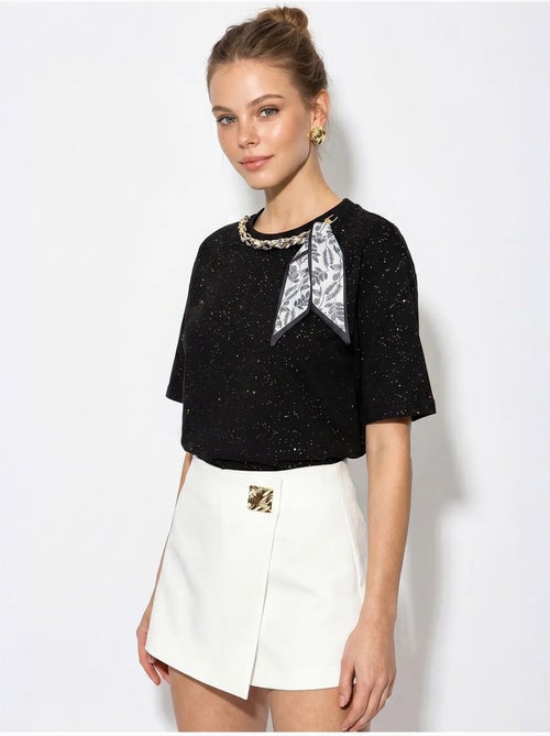 T-shirt oversize en jersey de coton à col rond lucci - Kiabi