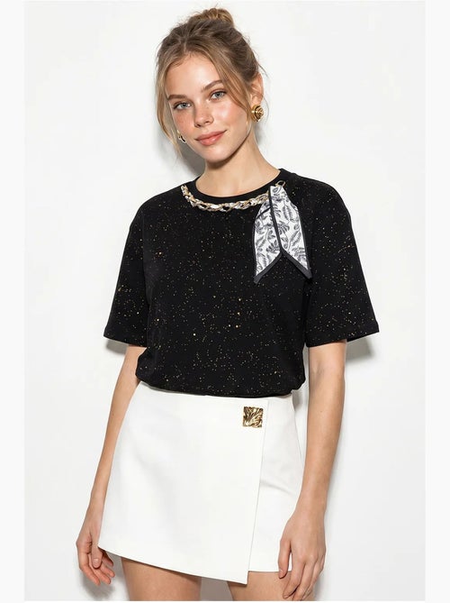 T-shirt oversize en jersey de coton à col rond lucci - Kiabi