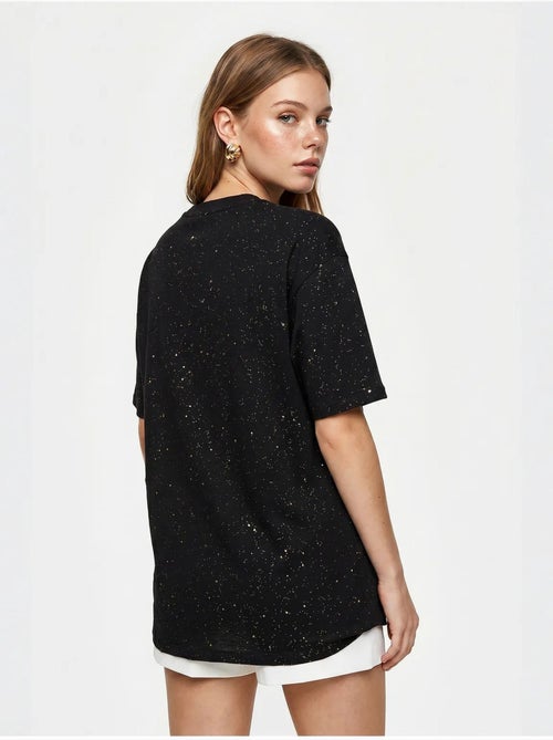 T-shirt oversize en jersey de coton à col rond lucci - Kiabi