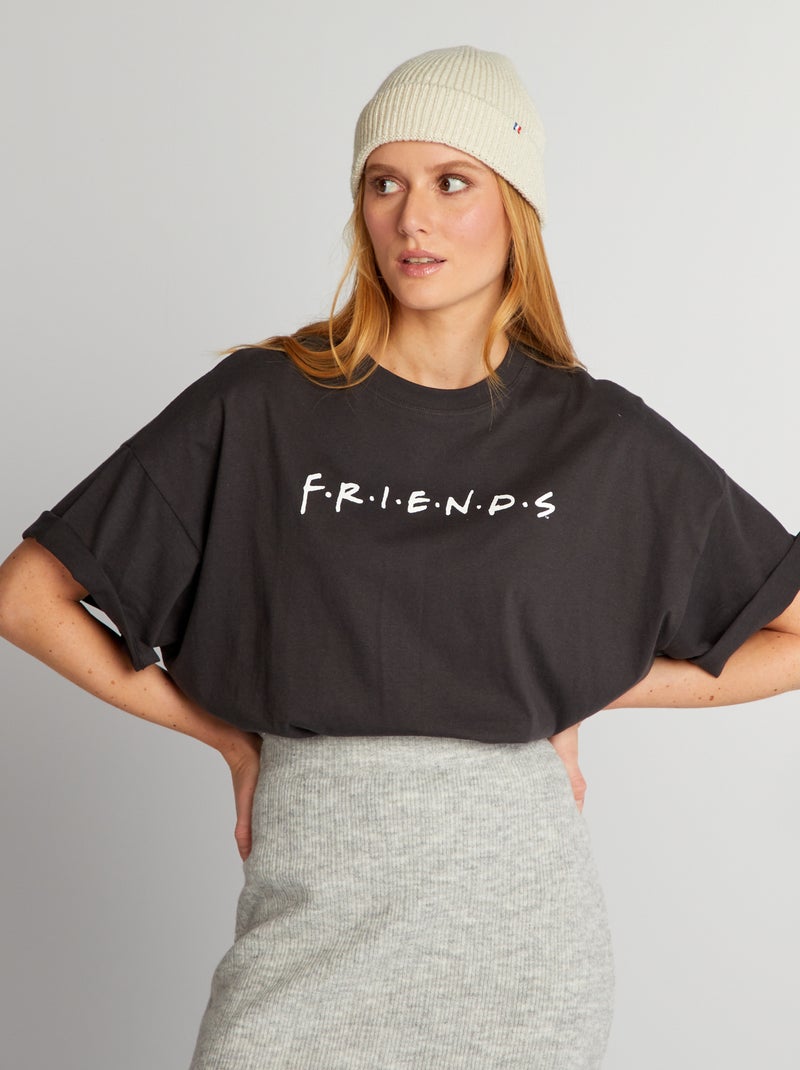 T-shirt oversize en jersey 'Friends' gris foncé - Kiabi