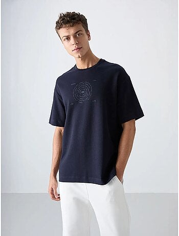T-shirt oversize en mélange coton à col rond tommy