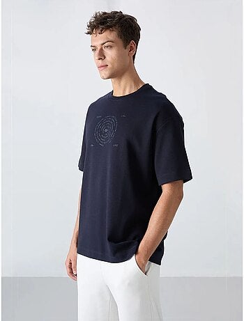 T-shirt oversize en mélange coton à col rond tommy