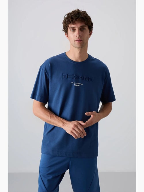 T-shirt oversize en mélange de coton à col rond tommy - Kiabi