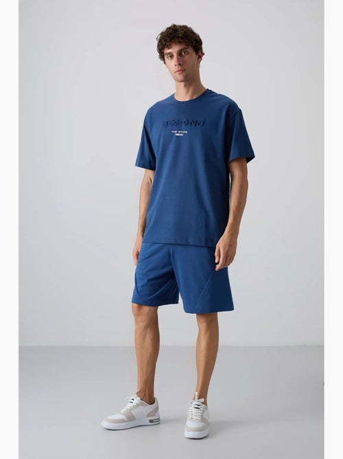 T-shirt oversize en mélange de coton à col rond tommy - Kiabi