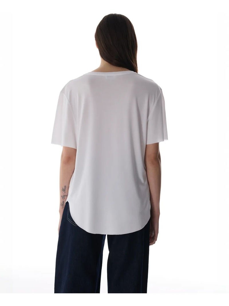 T-shirt oversize en modal à col rond penti Blanc - Kiabi