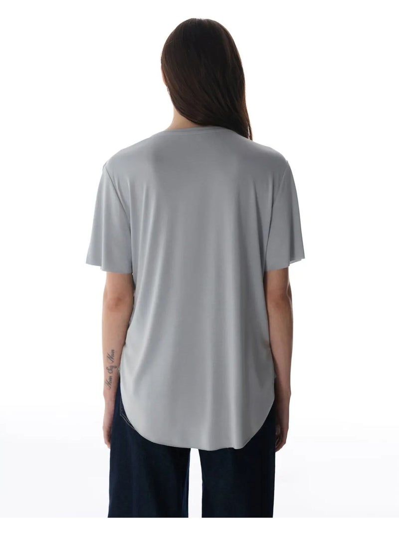 T-shirt oversize en modal à col rond penti Gris clair - Kiabi