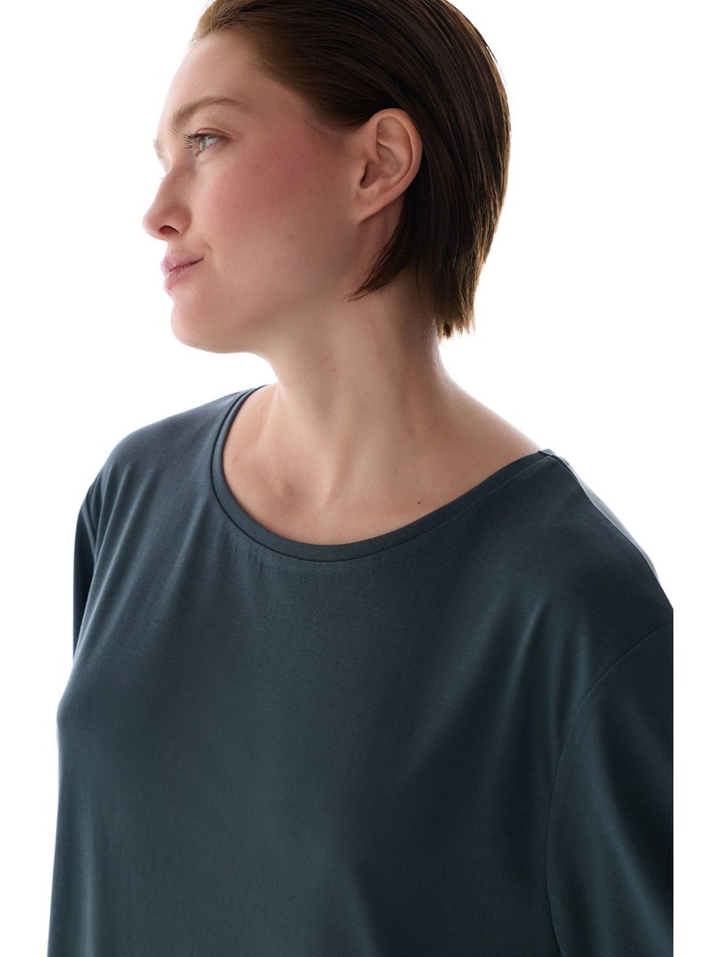 T-shirt oversize en modal à col rond penti Gris Noir - Kiabi