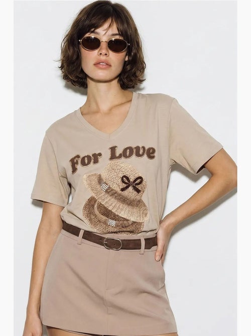 T-shirt oversize imprimé à col v lucci - Kiabi
