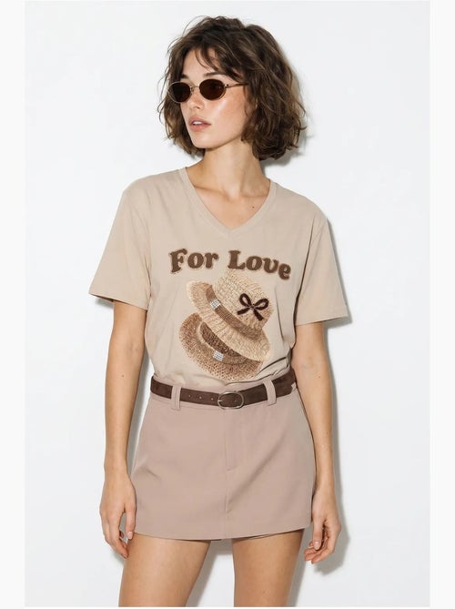 T-shirt oversize imprimé à col v lucci - Kiabi
