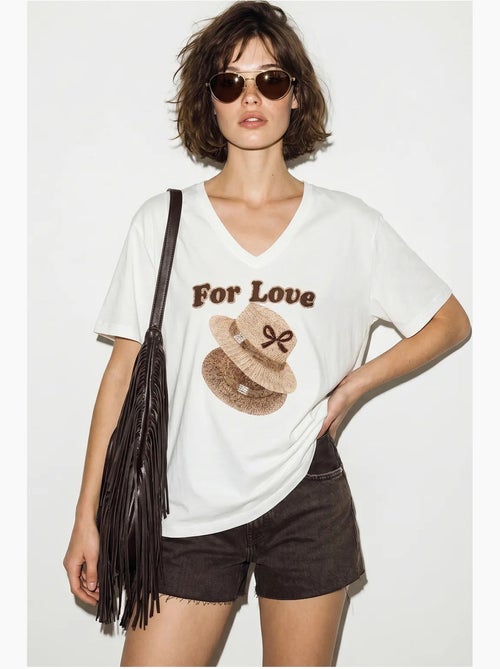 T-shirt oversize imprimé à col v lucci - Kiabi