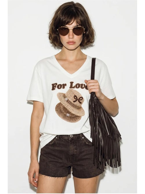 T-shirt oversize imprimé à col v lucci - Kiabi