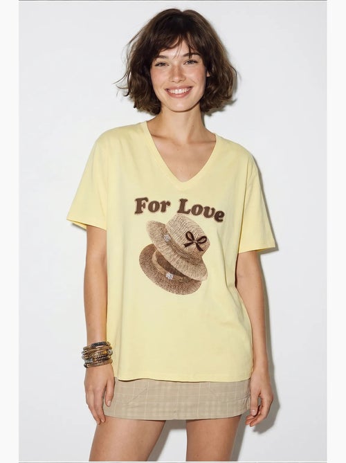 T-shirt oversize imprimé à col v lucci - Kiabi T-shirt oversize imprimé à col v lucci - Kiabi