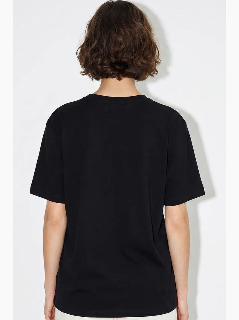 T-shirt oversize imprimé à col v lucci Noir - Kiabi