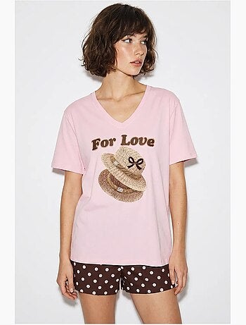 T-shirt oversize imprimé à col v lucci