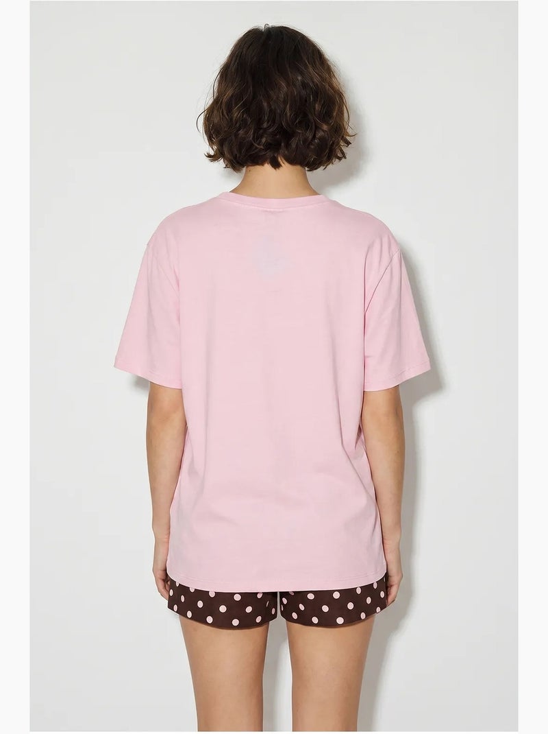 T-shirt oversize imprimé à col v lucci Rose clair - Kiabi