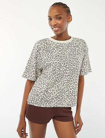 T-shirt oversize imprimé léopard