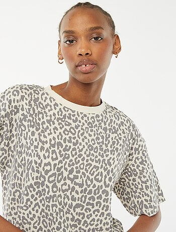 T-shirt oversize imprimé léopard