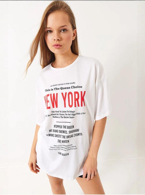 T-shirt oversize imprimé new york lucci - Kiabi