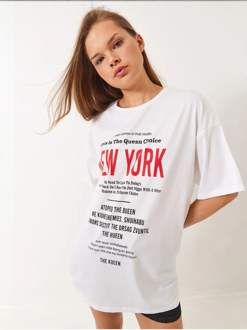 T-shirt oversize imprimé new york lucci Blanc - Kiabi