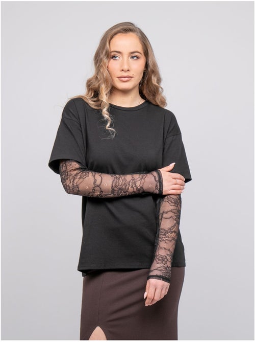 T-shirt oversize manches dentelle falea - Kiabi