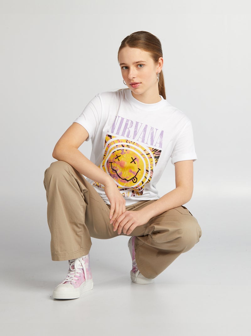 T-shirt oversize 'Nirvana' blanc - Kiabi