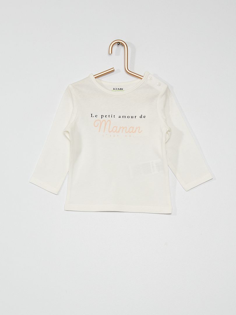 T-shirt 'petit amour' blanc - Kiabi