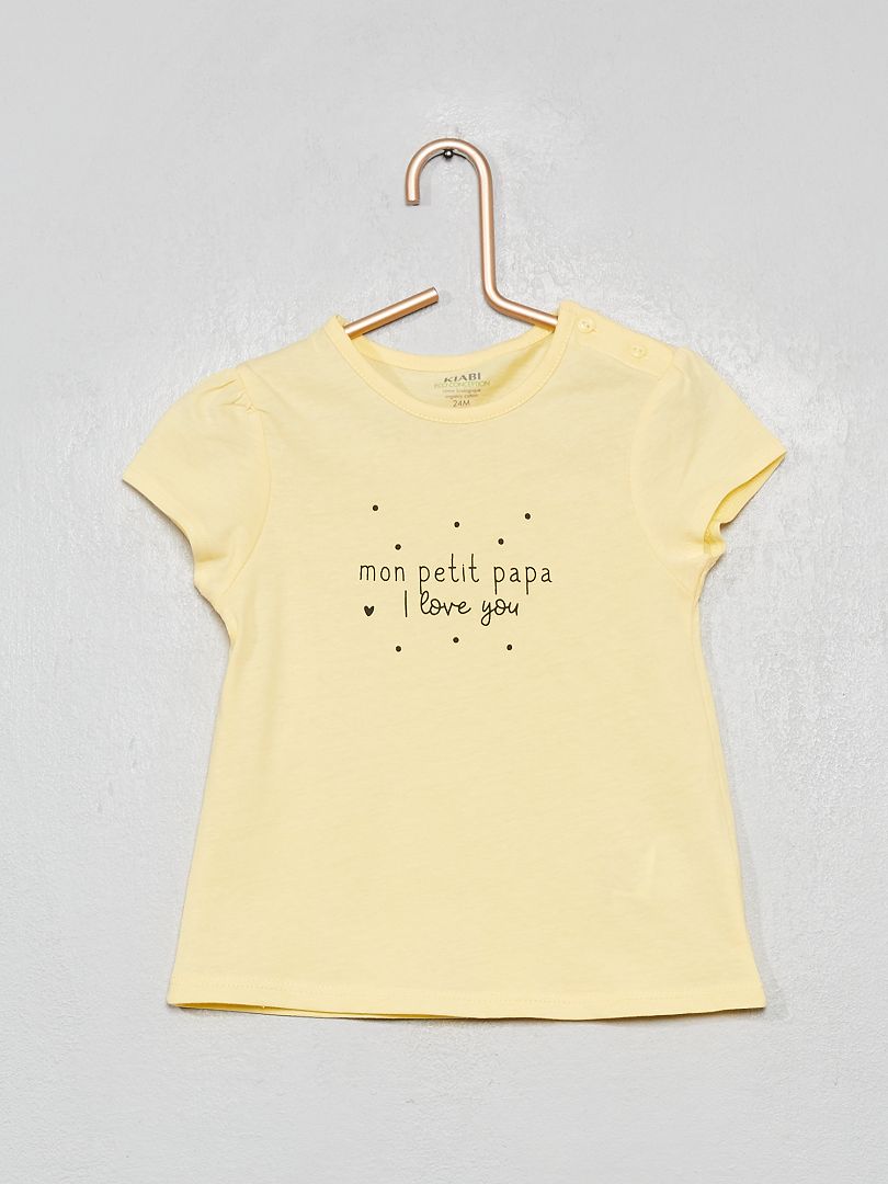 T-shirt 'petit papa' jaune/papa - Kiabi