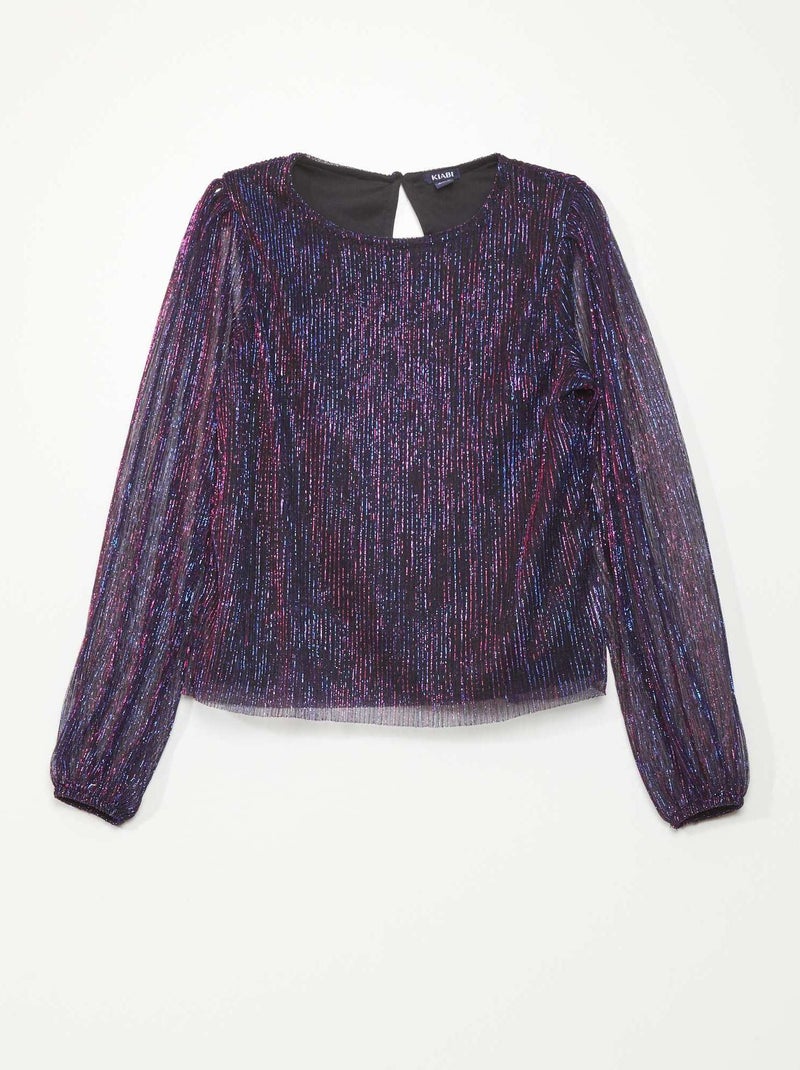 T-shirt plissé Violet - Kiabi