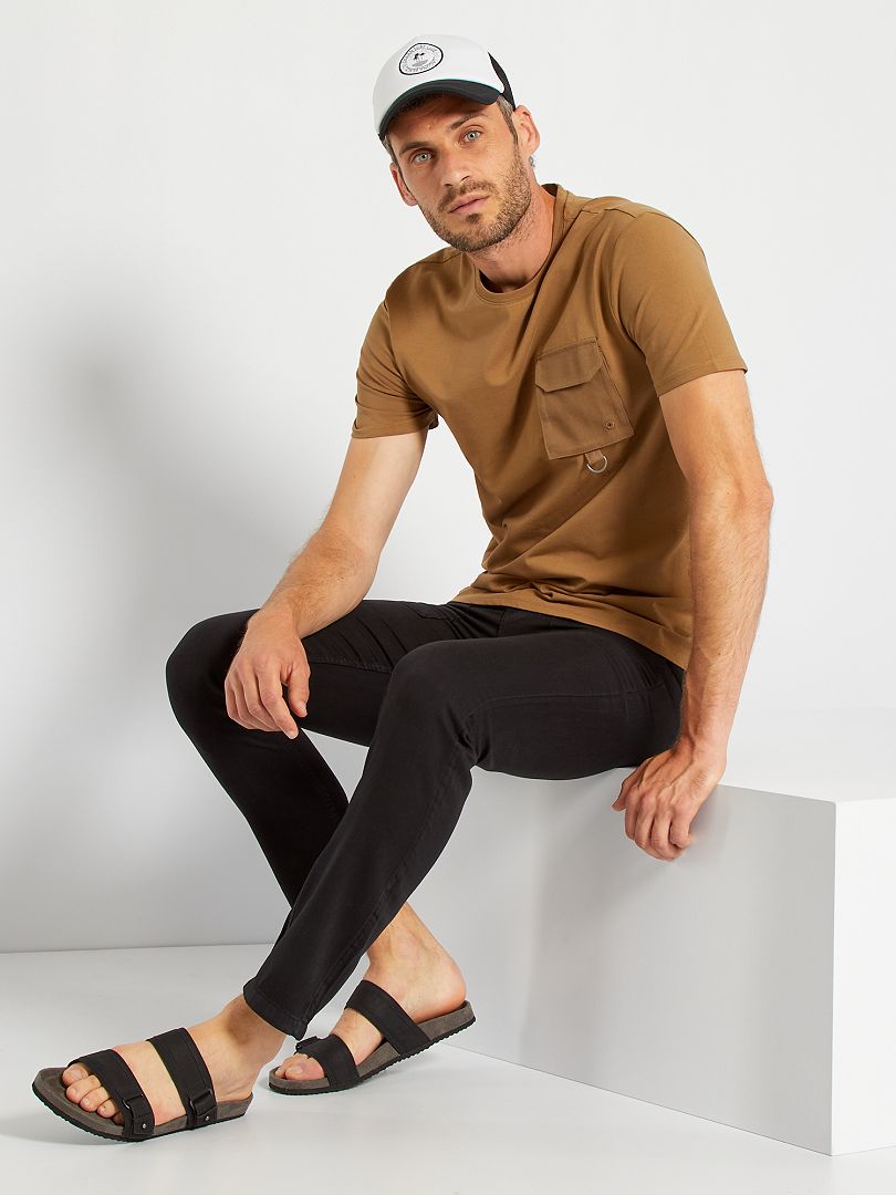 T-shirt poche poitrine marron - Kiabi
