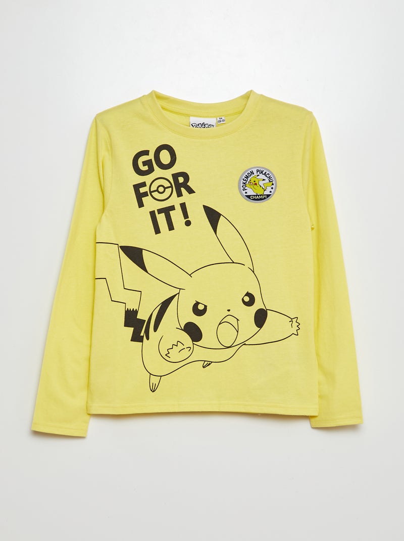 T-shirt 'Pokémon' manches longues jaune - Kiabi