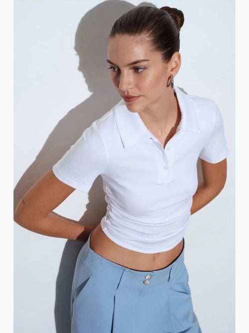 T-shirt polo court femme, coupe slim dilvin - Kiabi T-shirt polo court femme, coupe slim dilvin - Kiabi