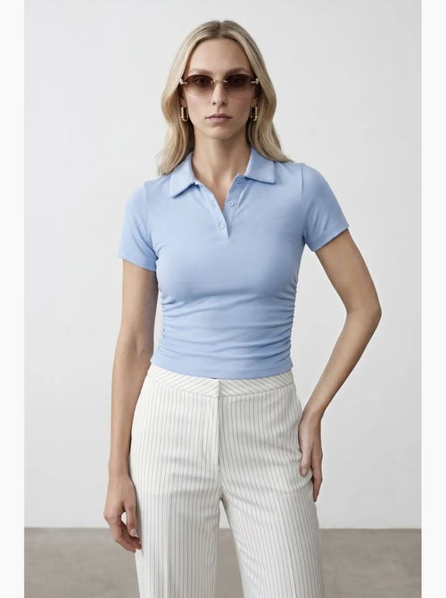 T-shirt polo court femme, coupe slim dilvin - Kiabi