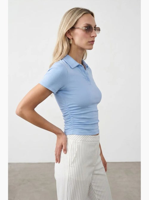 T-shirt polo court femme, coupe slim dilvin - Kiabi