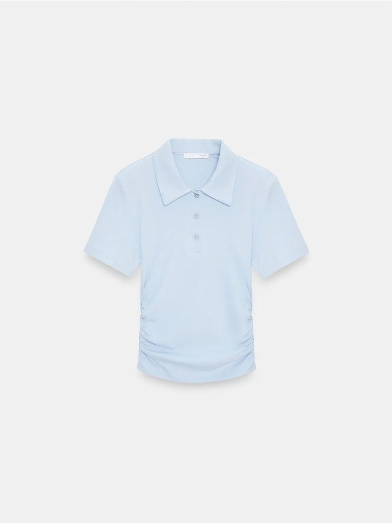 T-shirt polo court femme, coupe slim dilvin Bleu ciel - Kiabi