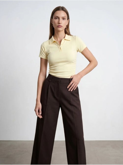 T-shirt polo court femme, coupe slim dilvin - Kiabi