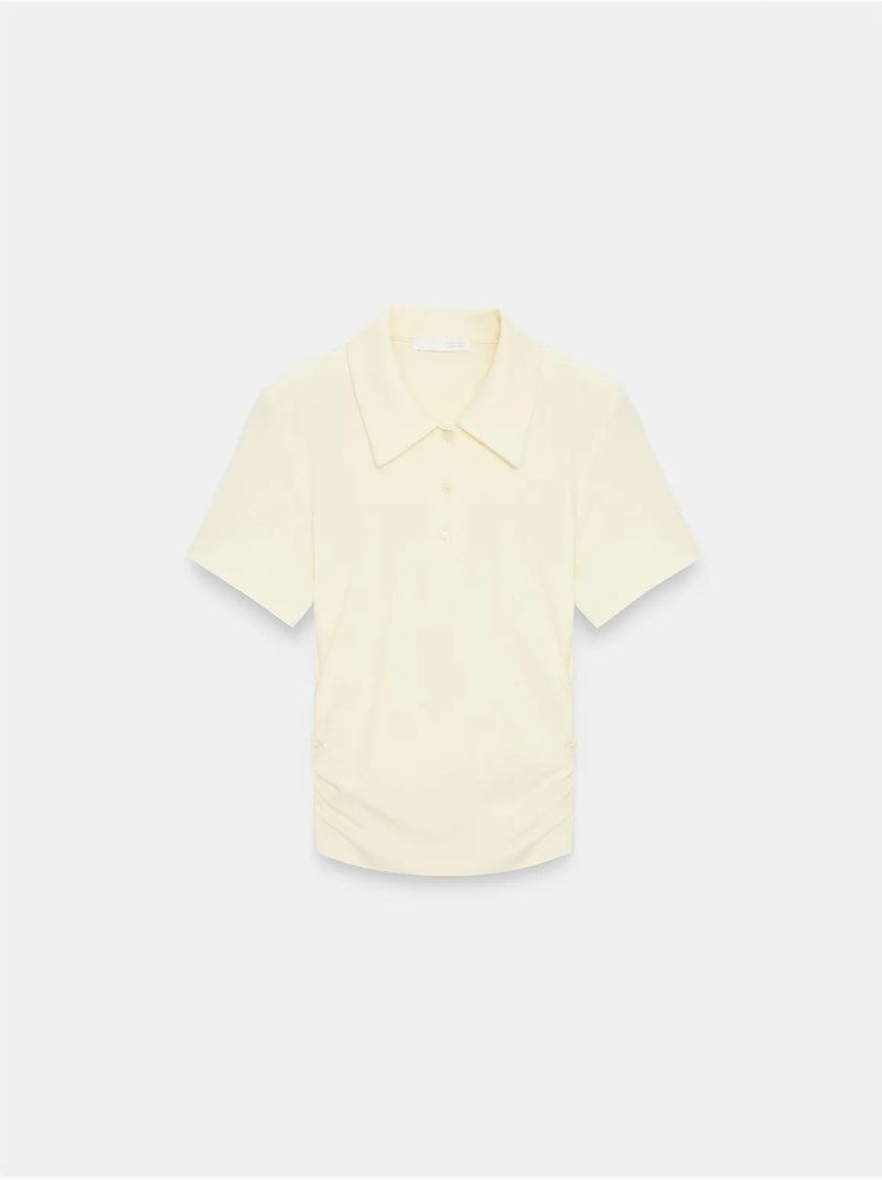 T-shirt polo court femme, coupe slim dilvin Jaune citron - Kiabi