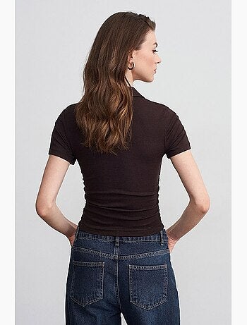 T-shirt polo court femme, coupe slim dilvin