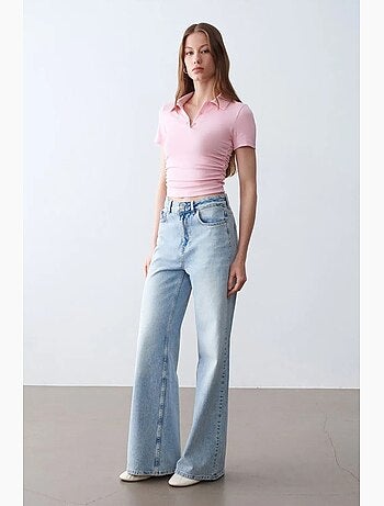 T-shirt polo court femme, coupe slim dilvin