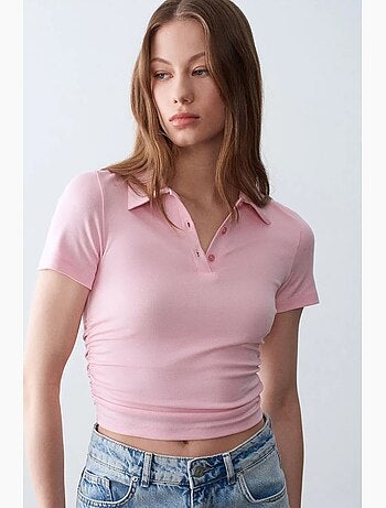 T-shirt polo court femme, coupe slim dilvin