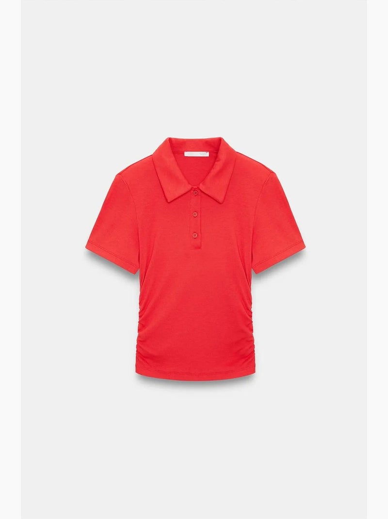 T-shirt polo court femme, coupe slim dilvin Rouge - Kiabi