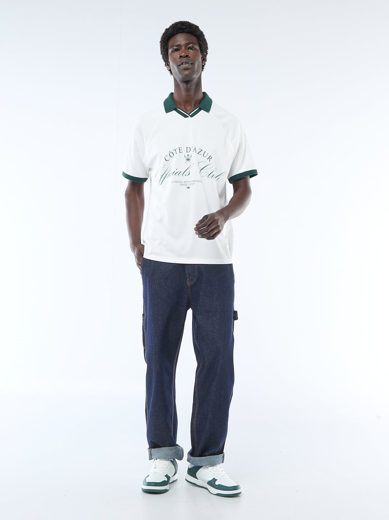 T-shirt polo imprimé à message Blanc - Kiabi
