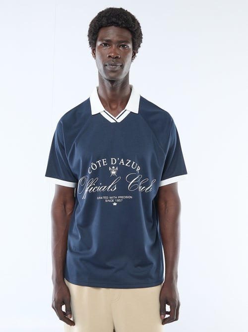 T-shirt polo met print en boodschap - Kiabi