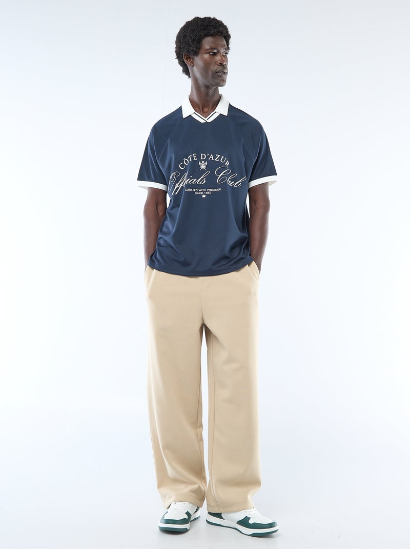 T-shirt polo met print en boodschap Blauw - Kiabi