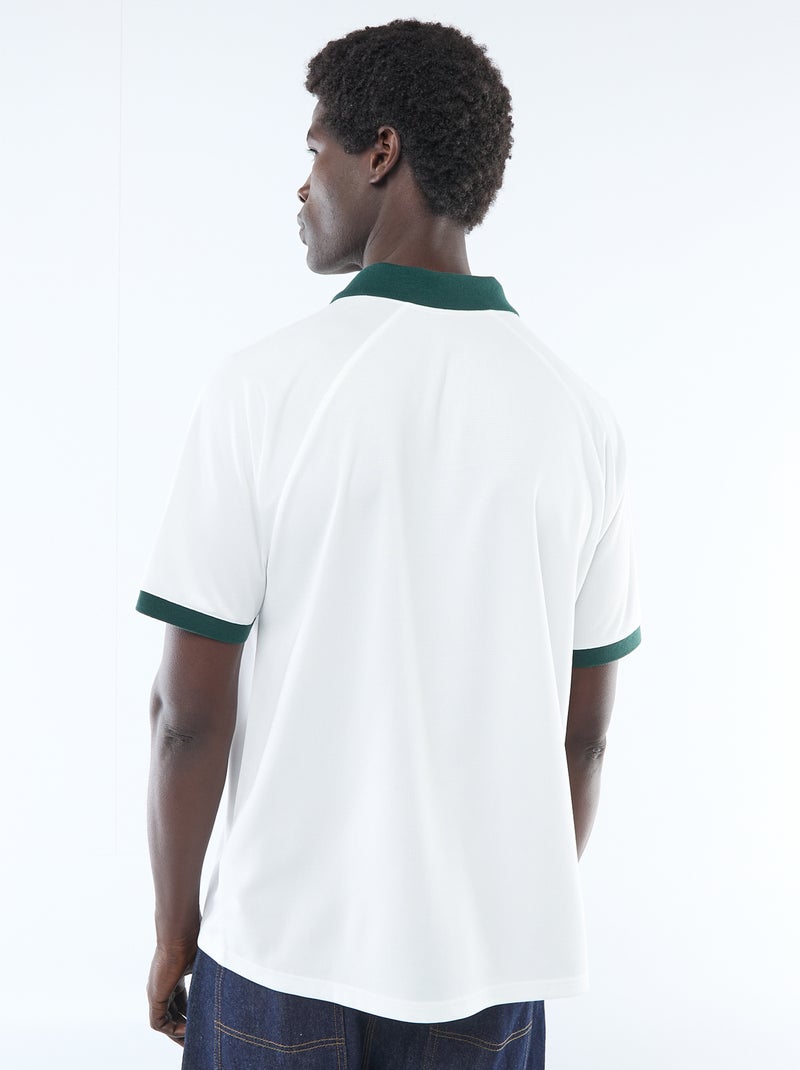 T-shirt polo met print en boodschap Wit - Kiabi