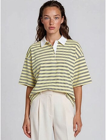 T-shirt polo rayé en coton pour femme busem